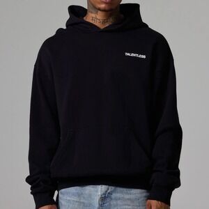 TALENTLESS Lightweight‎ Hoodie Sz S Pullover Black 100% Organic Cotton